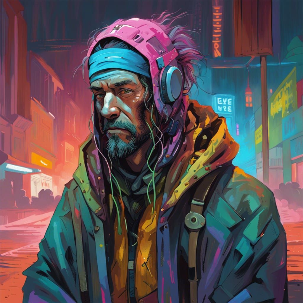 Cyberpunk Cyborg Portrait in Digital Art Style