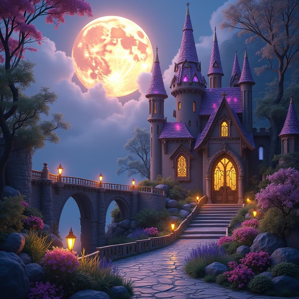 Enchanted Fairy Castle in Dark Fantasy Style