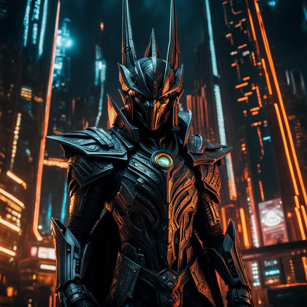 Sauron in Cyberpunk Style with Intricate Details
