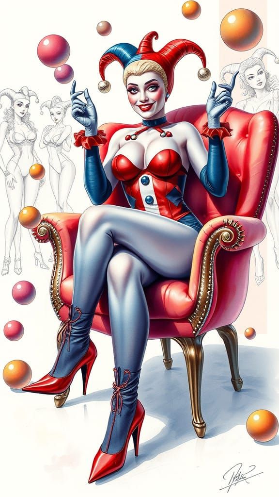 Cyberpunk Pinup Goddess in Fibonacci Chair