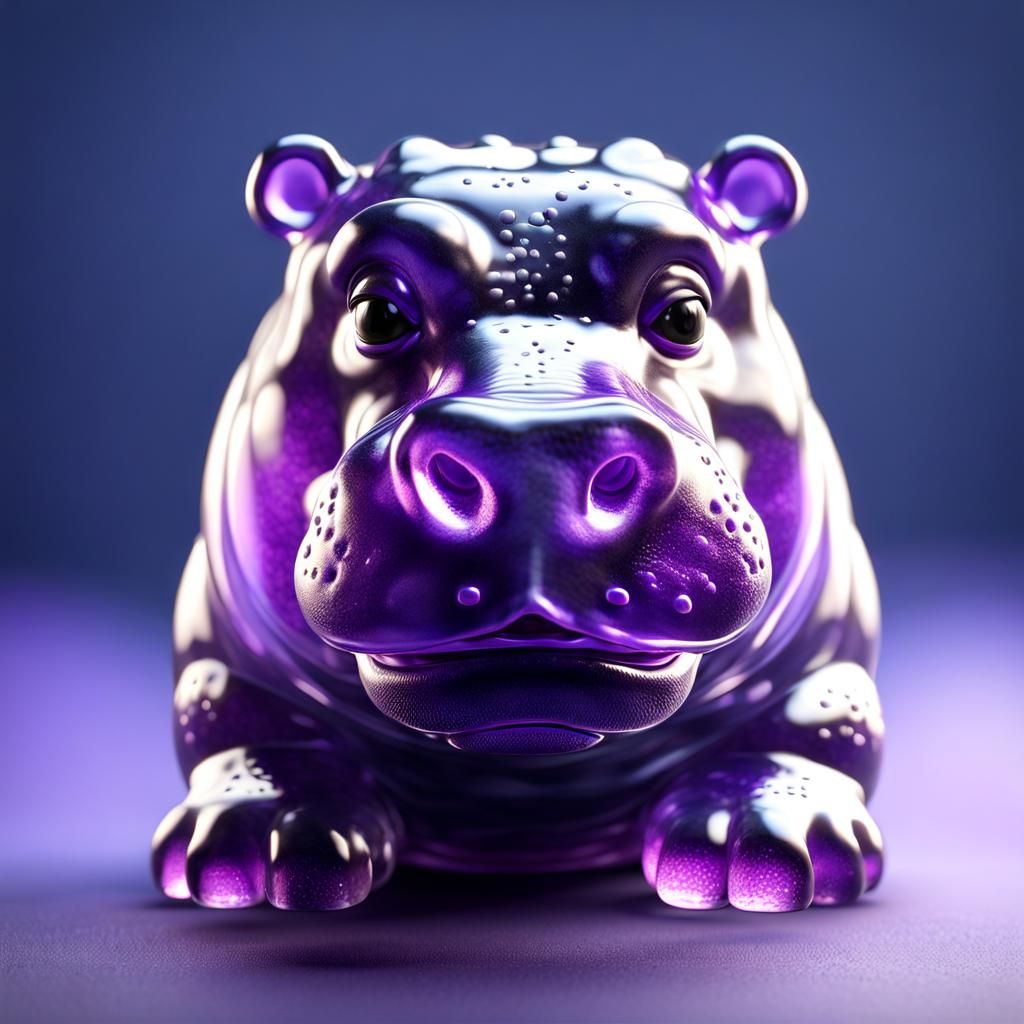 Purple Jelly Hippo Food Sculpture in 3D
