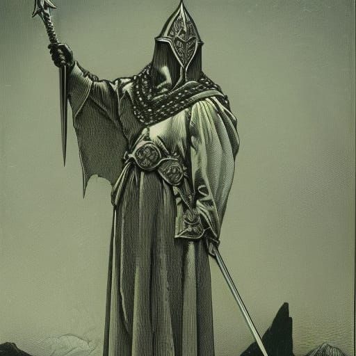 Knight of Swords in Gothic Horror Style