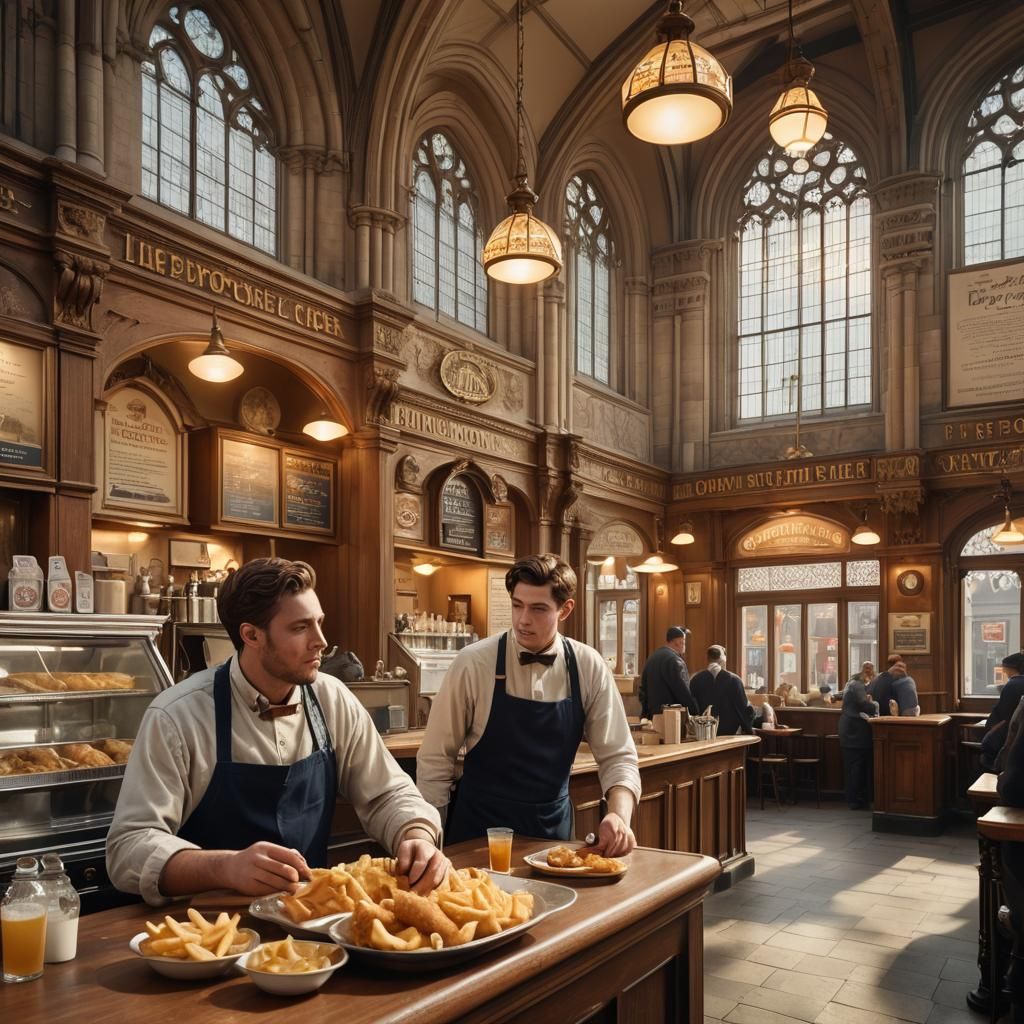 Seagull Serving Fish and Chips: Matte Painting