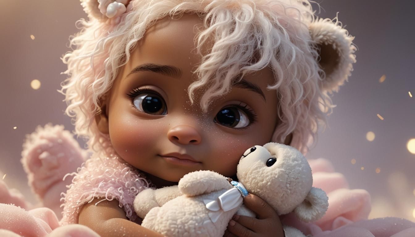 Baby Hugs Teddy Bear in Pixar Style