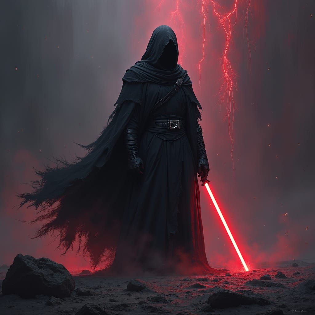 Darth Nihilus on Ominous Planet in Dark Fantasy Style