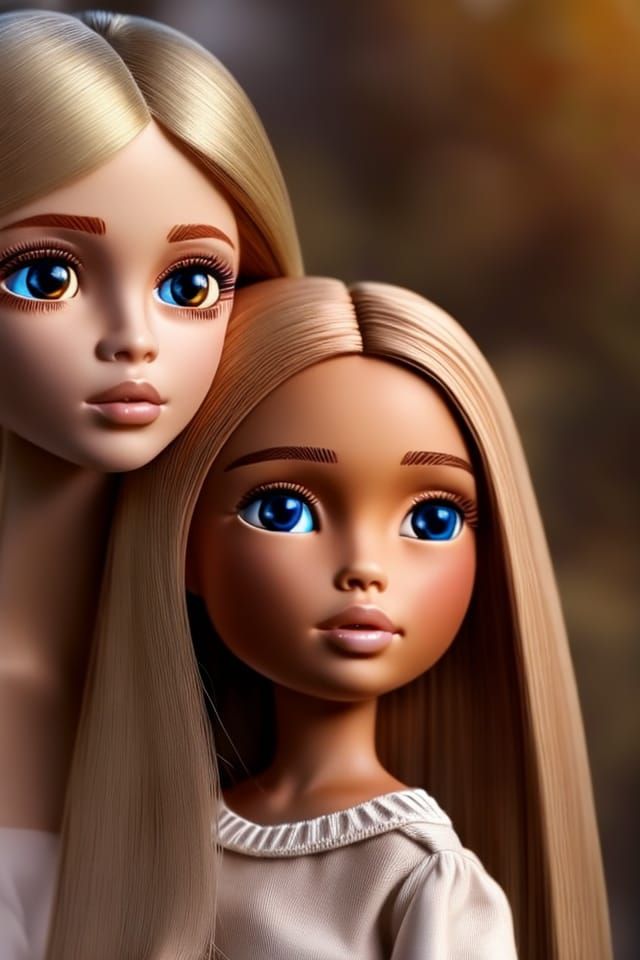 Beautiful Blond Doll Portrait in Realistic Style