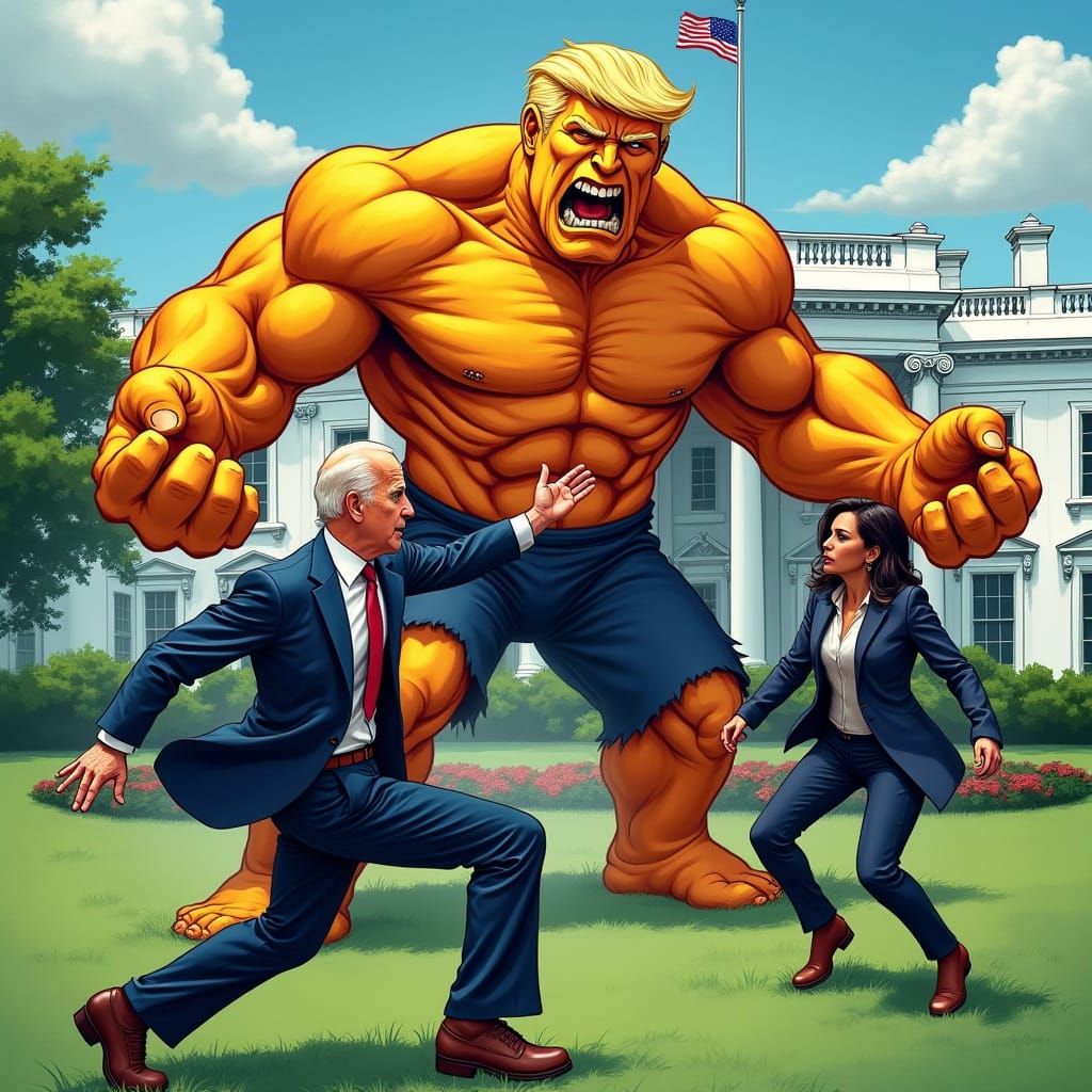 Hulk Trump Battles Biden and Harris in Epic White House Show...