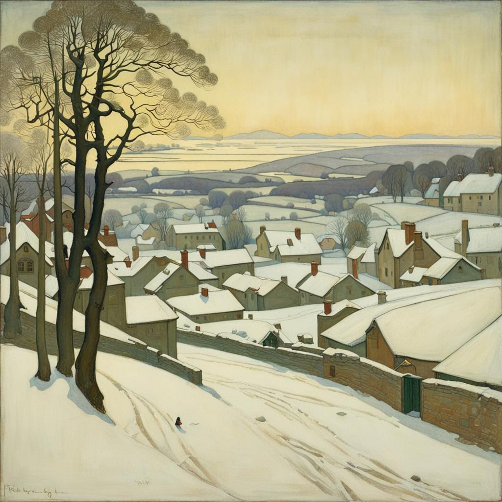 Winter Landscape in Soft, Pastel Hues