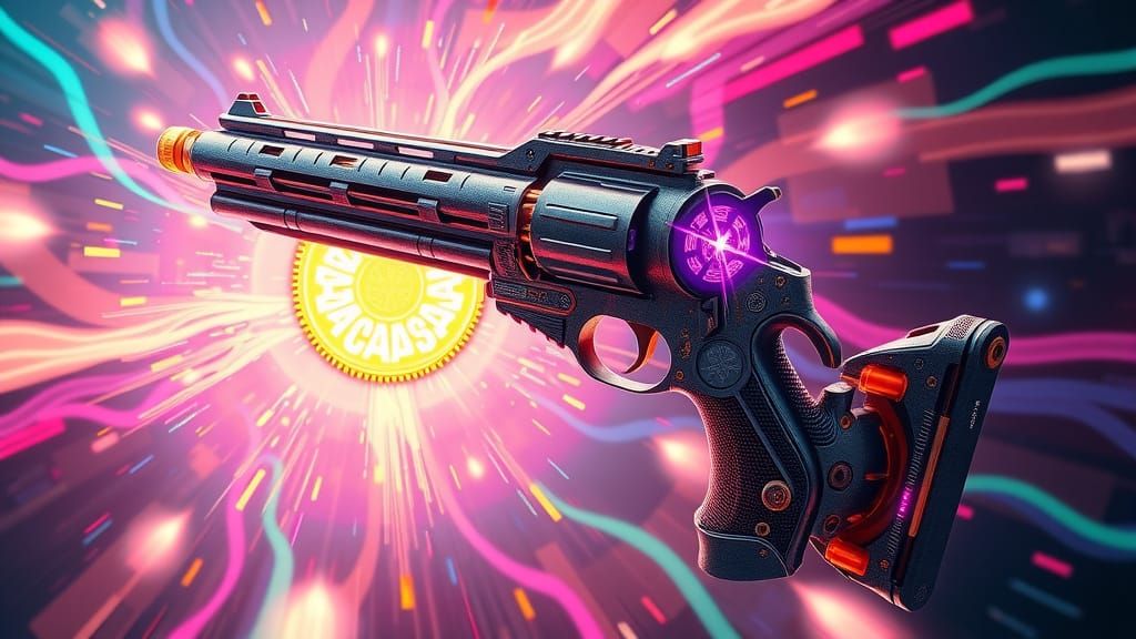 Sacred Gun in Cyberpunk Aesthetic with Ethereal Glow