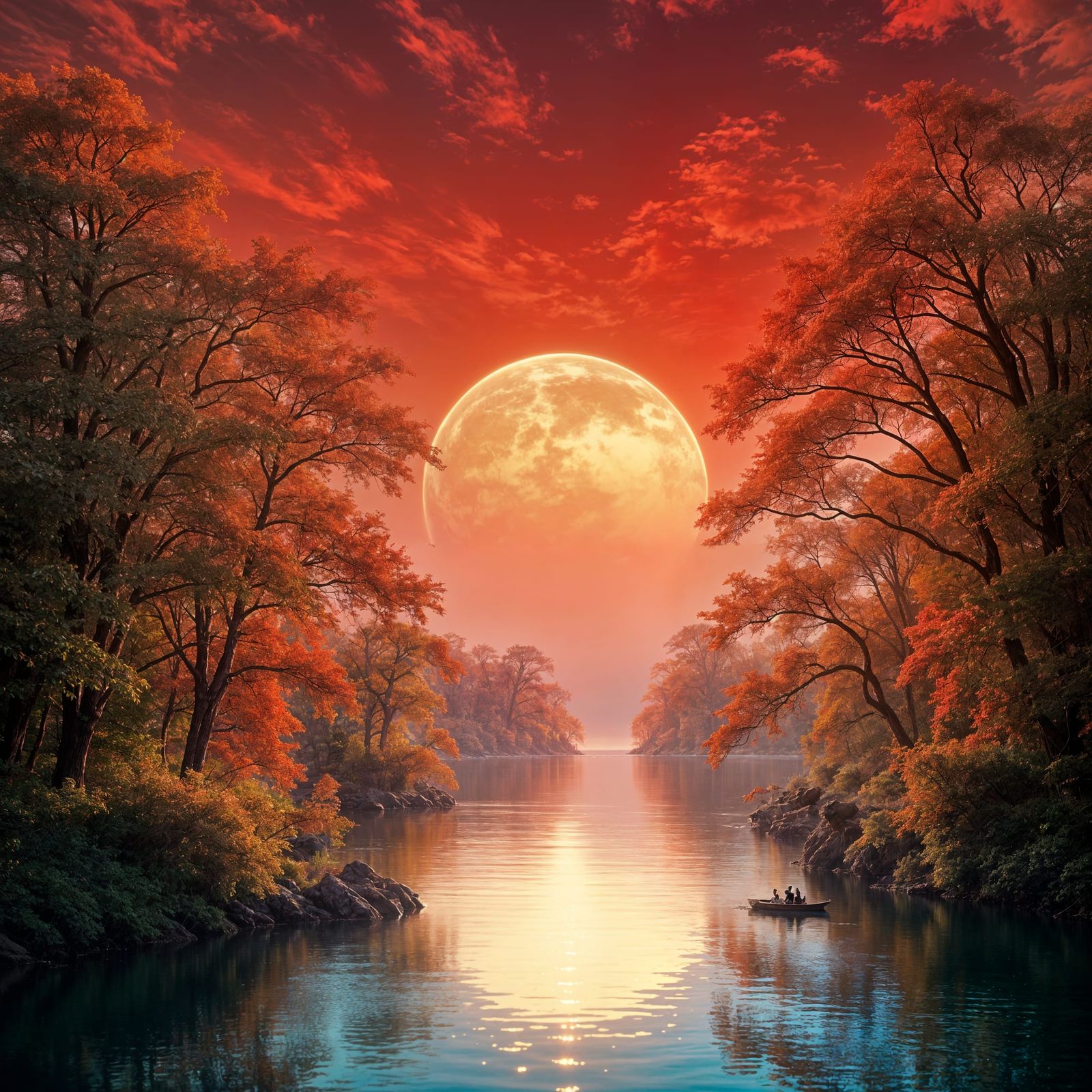 Enchanted Ruby Realm Unfolds in Dreamlike Vibrance