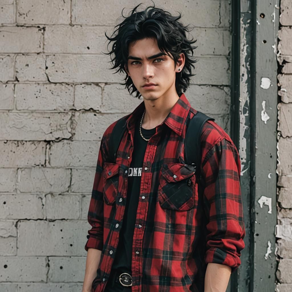 Teen in Punk Streetwear, Detailed Digital Matte Painting