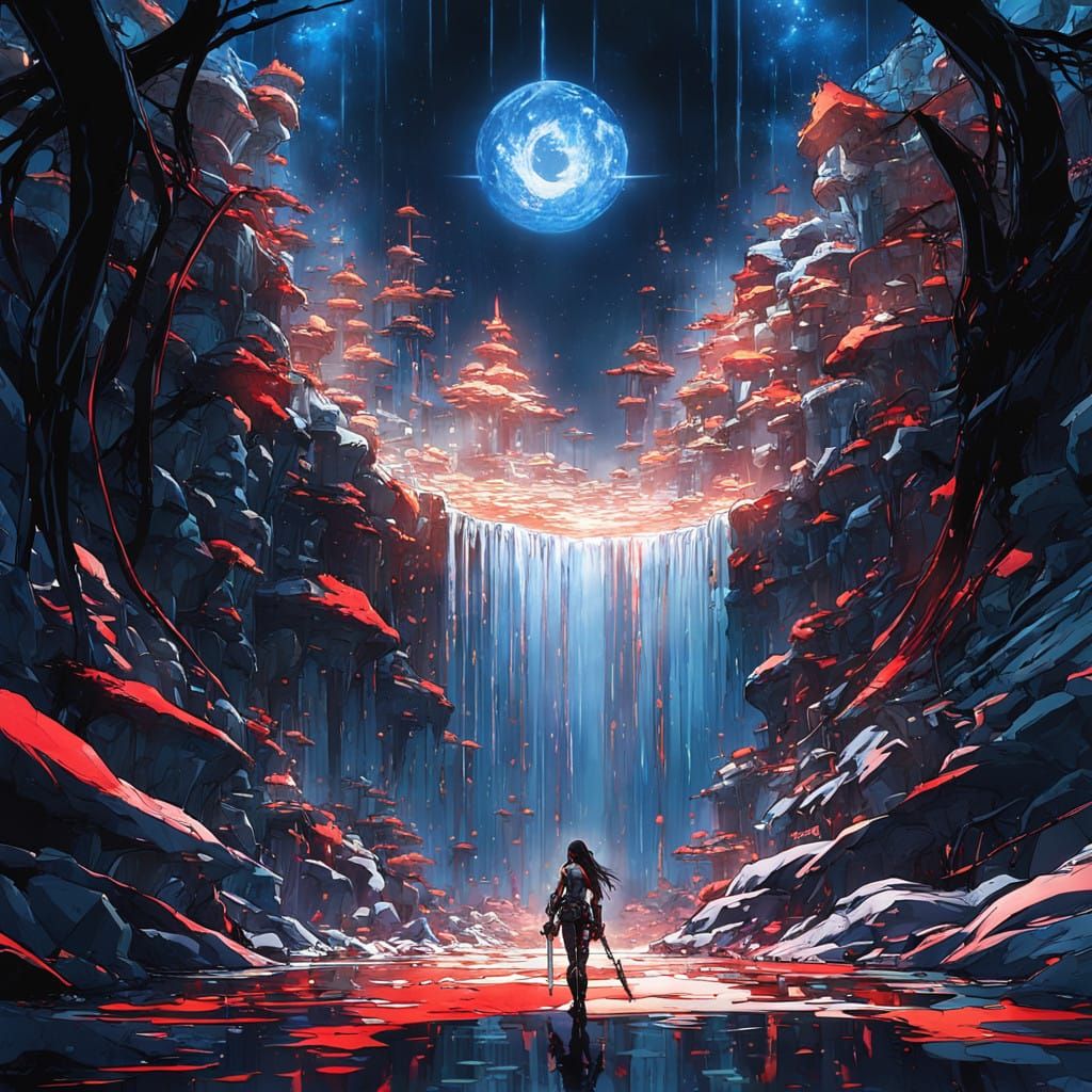 Cyberpunk Kunoichi in Studio Trigger Style