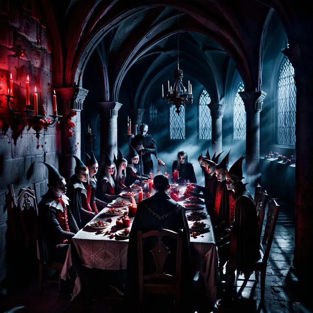 Vampire Elves Feast: Dark Fantasy Portrait