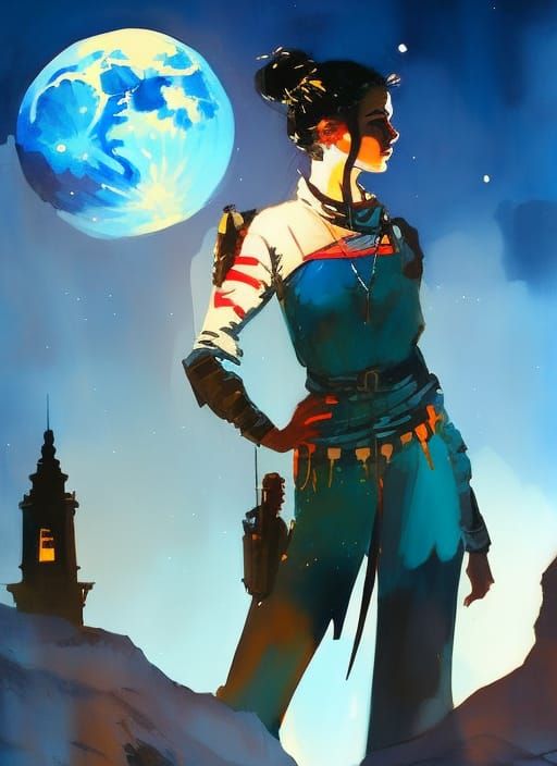 Cartoon Adventurer Portrait with Dramatic Lighting