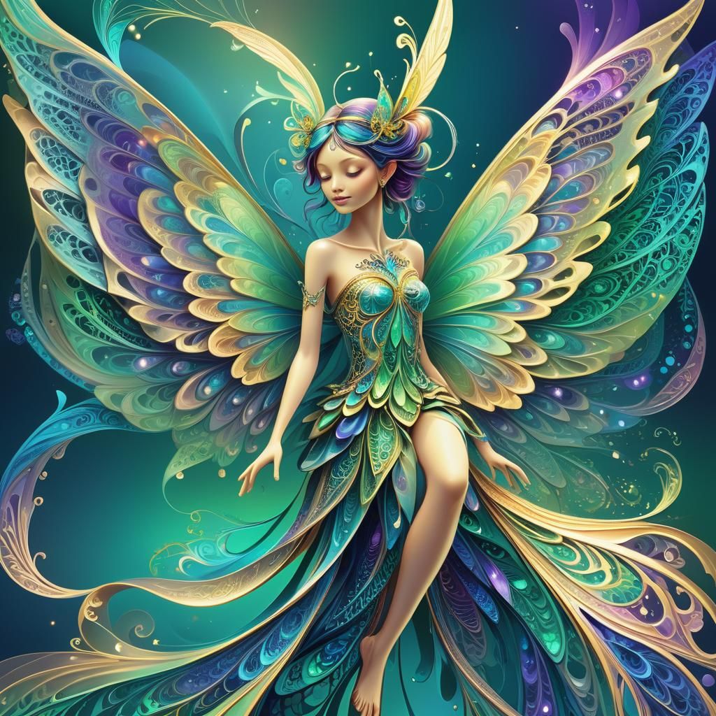 Abstract Fairy with Iridescent Wings