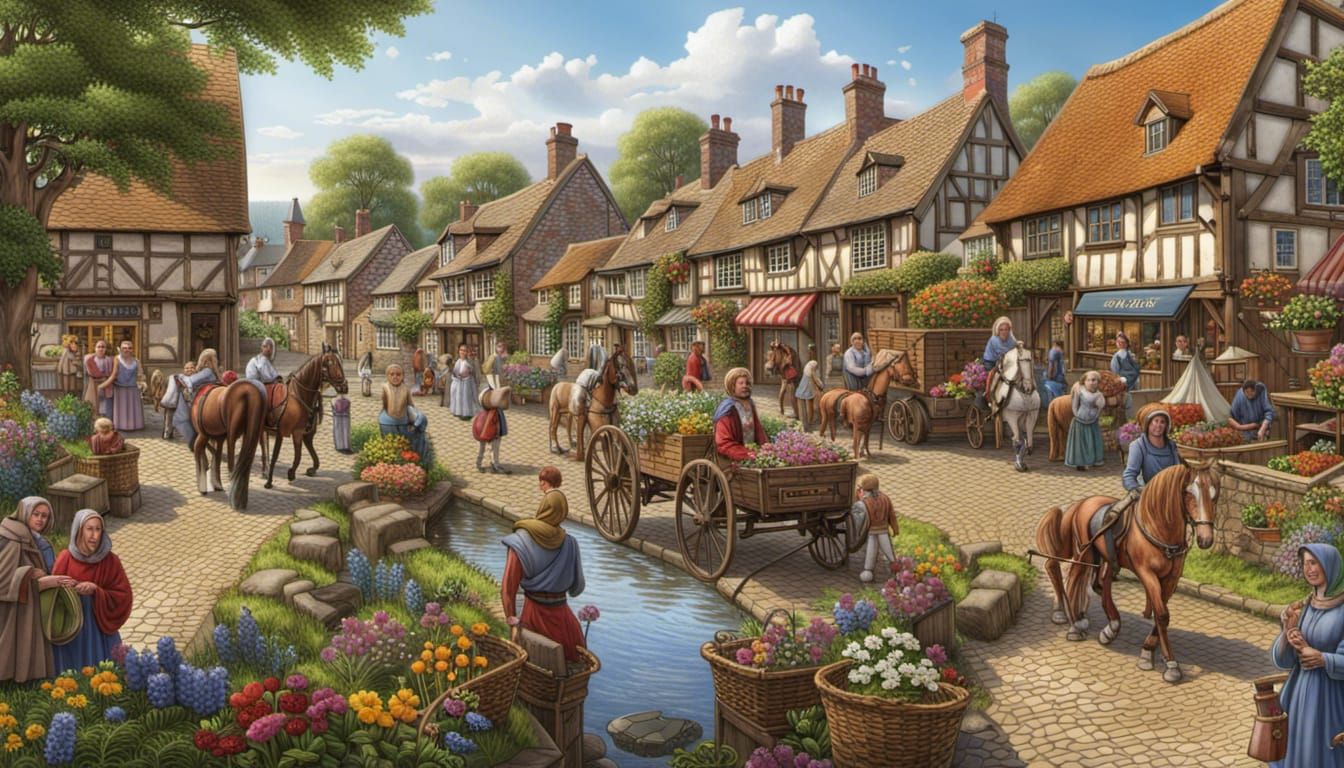 Medieval Village Market Day in Steve Crisp Style