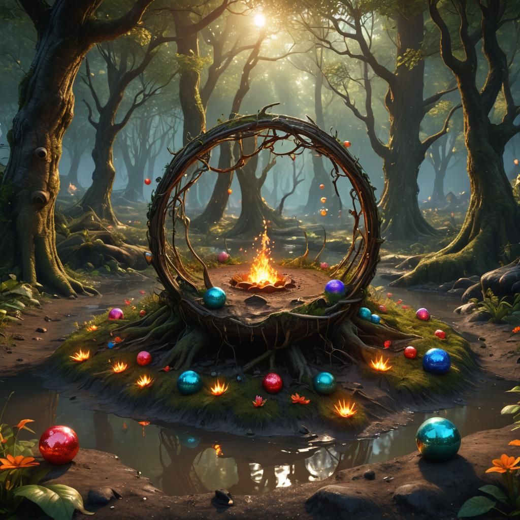 Enchanted Fairy Circle in Forest Concept Art