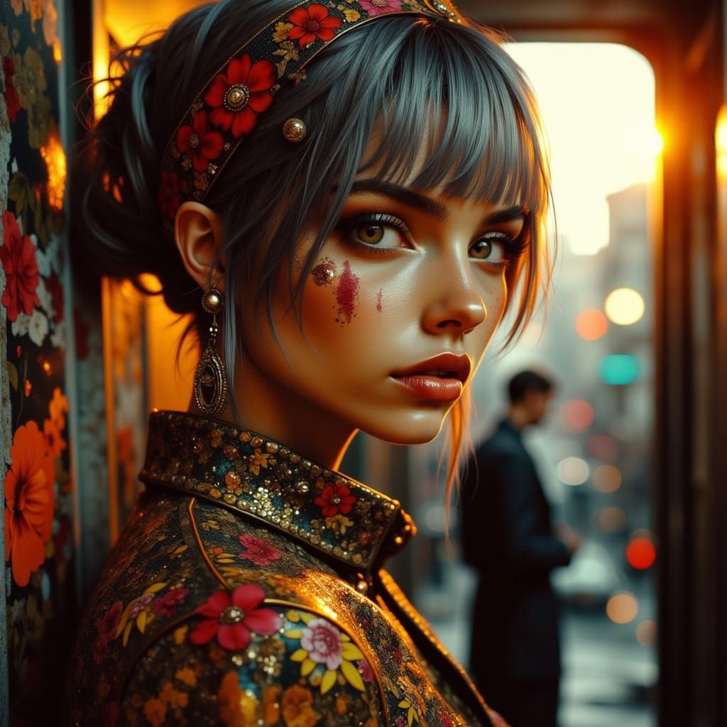 K-Pop Hacker in Naive Art Style