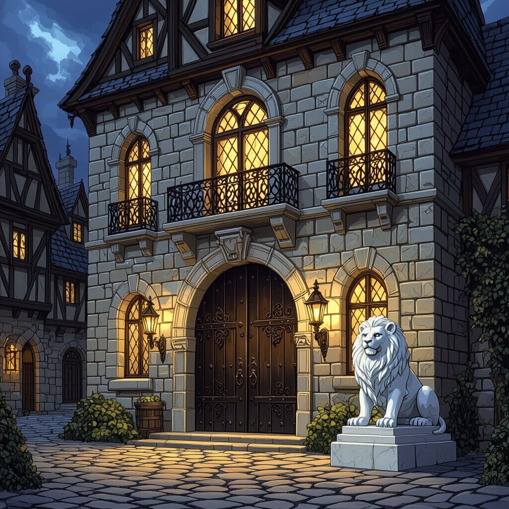Magnificent Stone Building in Medieval Fantasy Town