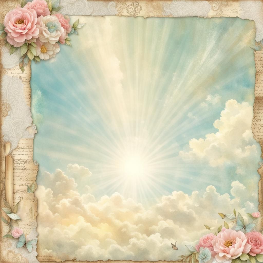 Shabby Chic Scrapbook Paper with Sunshine Beams