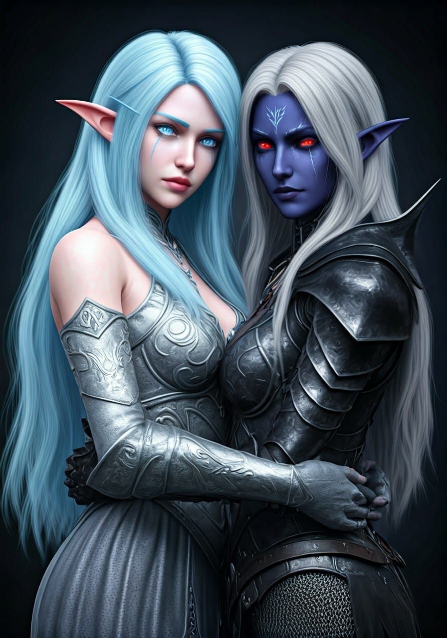 Elven Lovers Portrait in 3D Anime Style