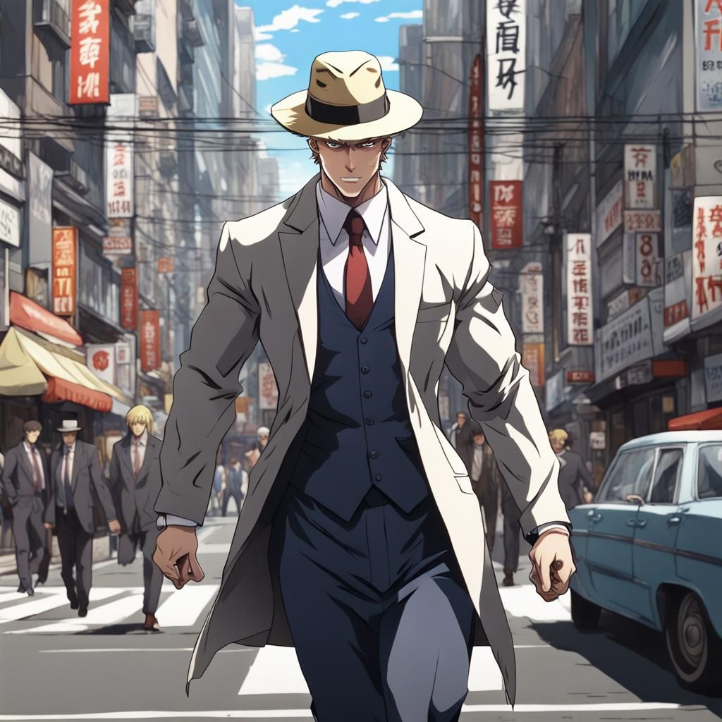 Anime Style Mafia Boss in Japan Street