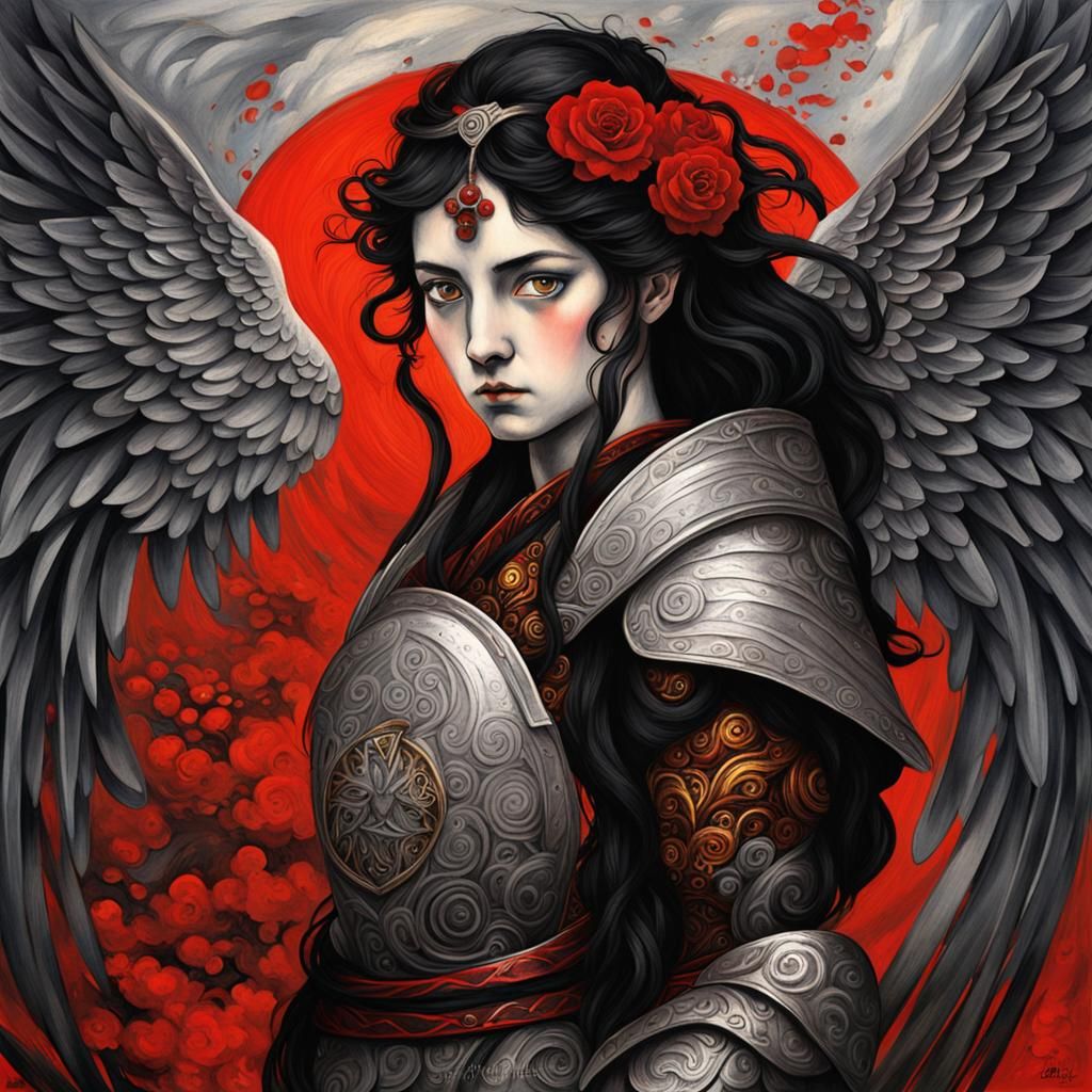 Anime Angel of Vengeance Samurai Portrait