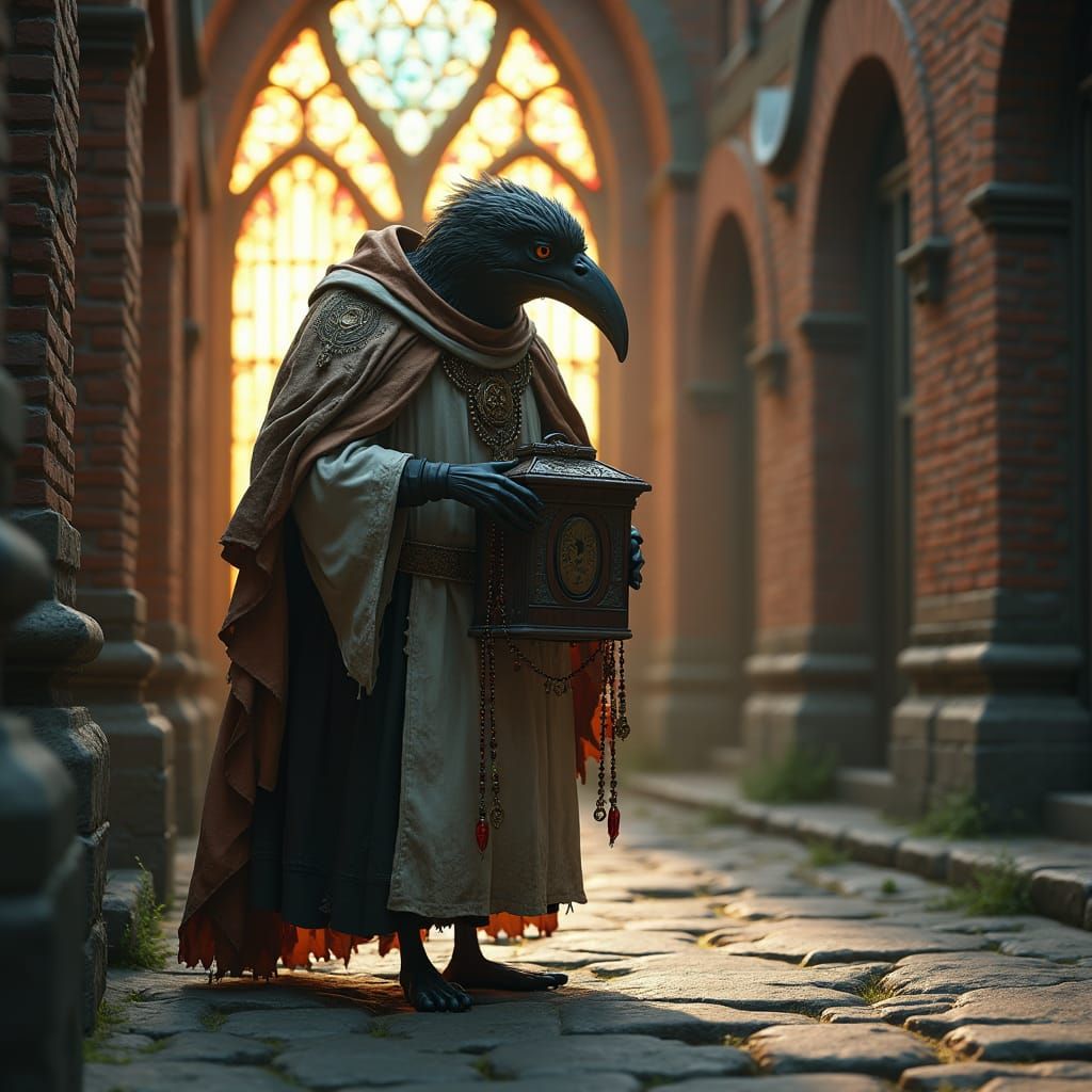 Bird Cleric in Ornate Attire: Fantasy Concept Art