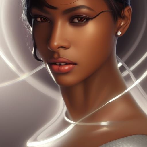 Futuristic Woman with Snake, Digital Art Portrait