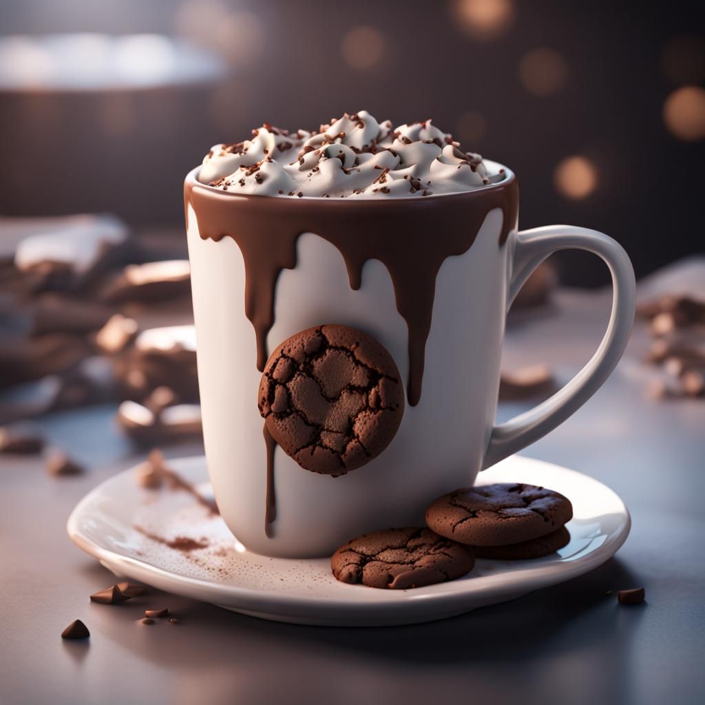 Hot Chocolate and Cookie: Detailed Matte Painting