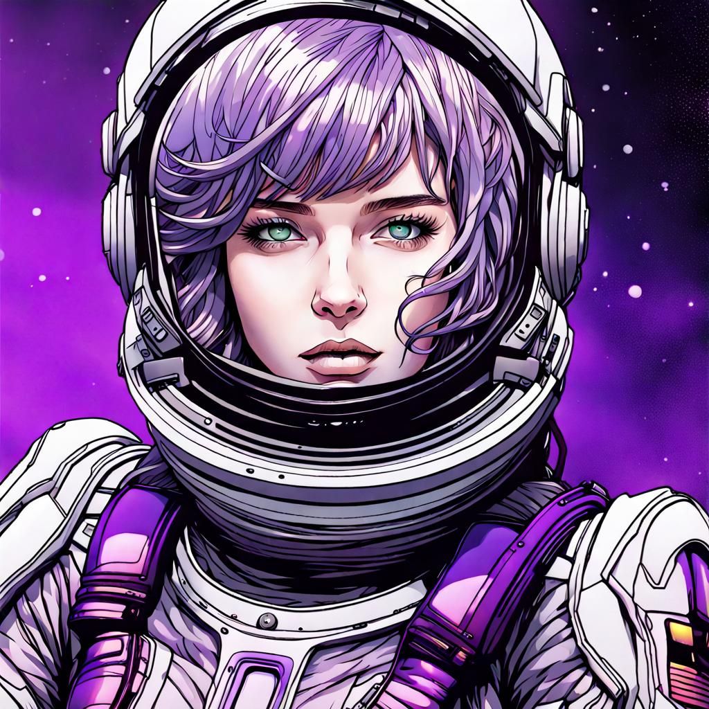 Iridescent Spacesuit in Pen and Ink Anime Style