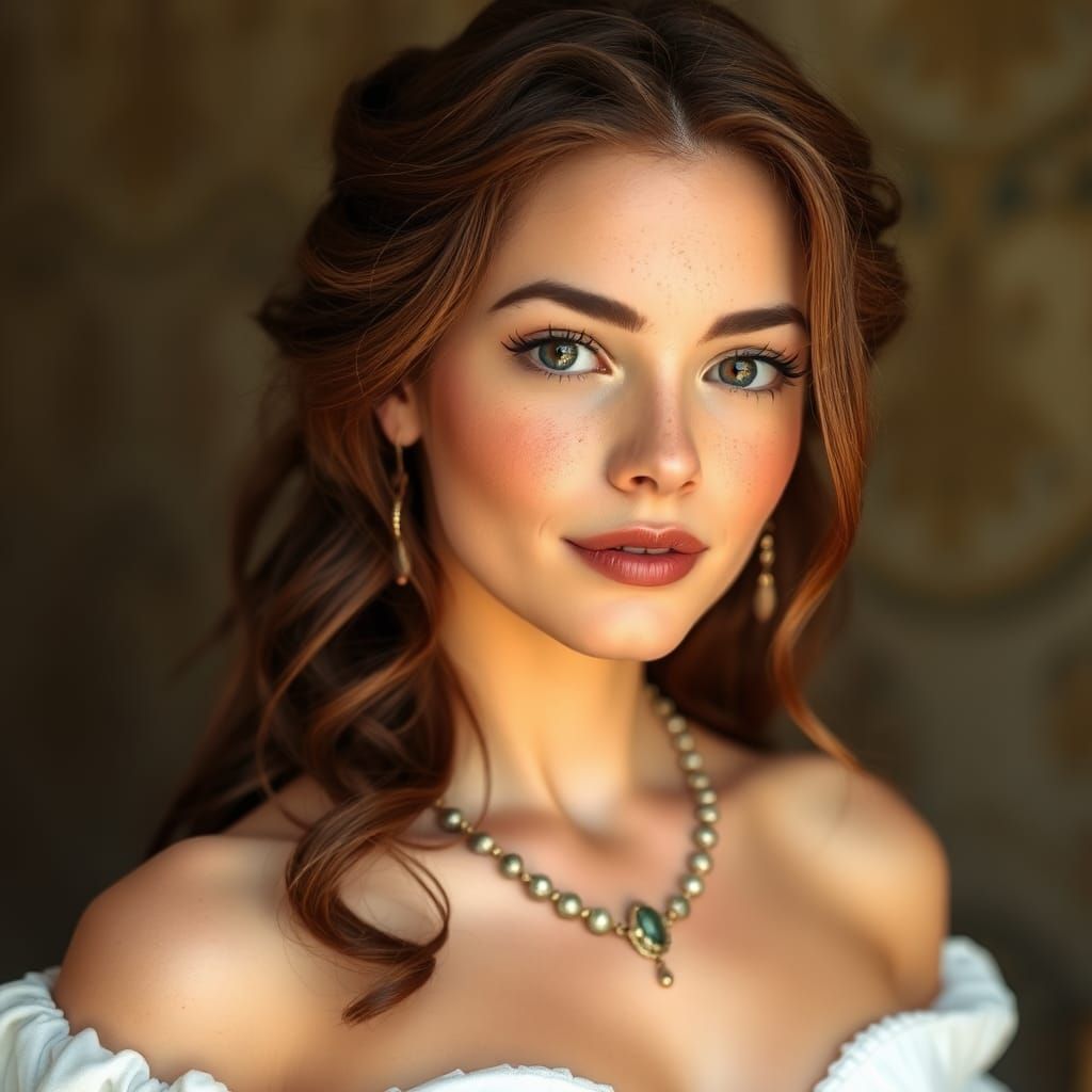 Exquisite Royal Princess Portrait with Auburn Hair