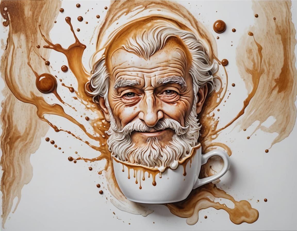 Surreal Viennese Art of a Gentleman with Coffee