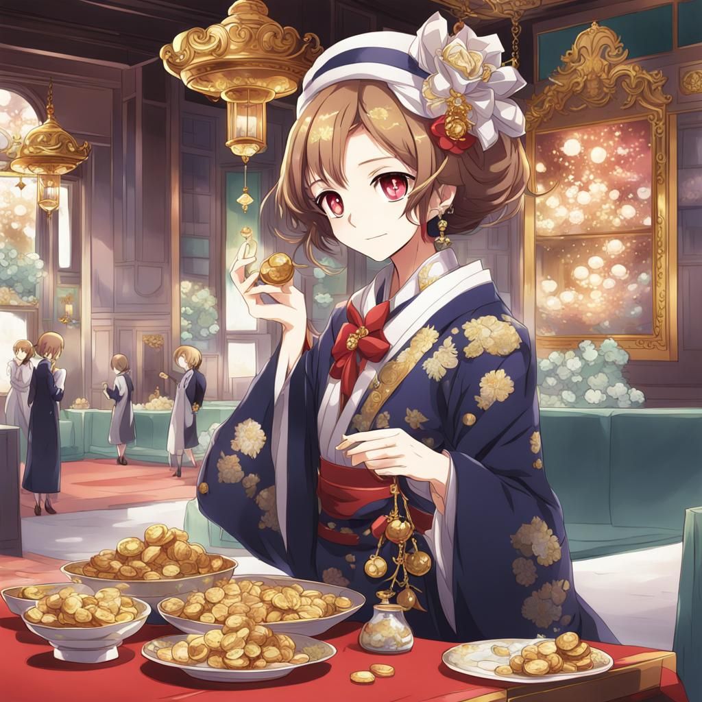 Wealthy Girl in Anime Key Visual Style