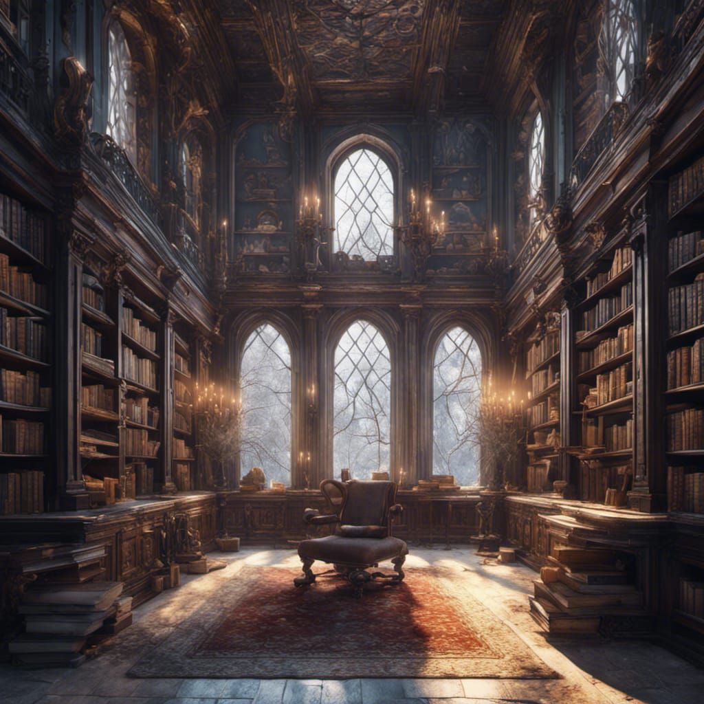 Winter Castle Library: Detailed Matte Painting