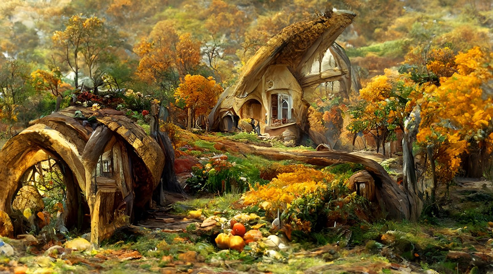 Autumn in Hobbiton: A Hyper-Realistic Oil Painting