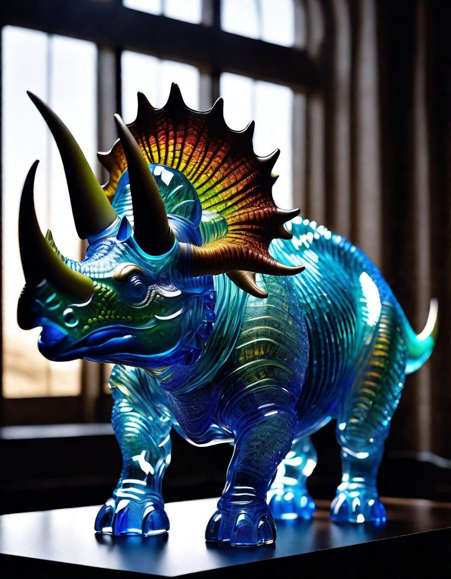 Triceratops glass sculpture (Dreamshaper XL Alpha)