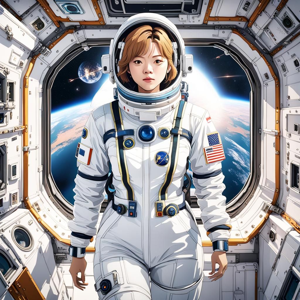K-Pop Idol in Spacesuit, Anime Style