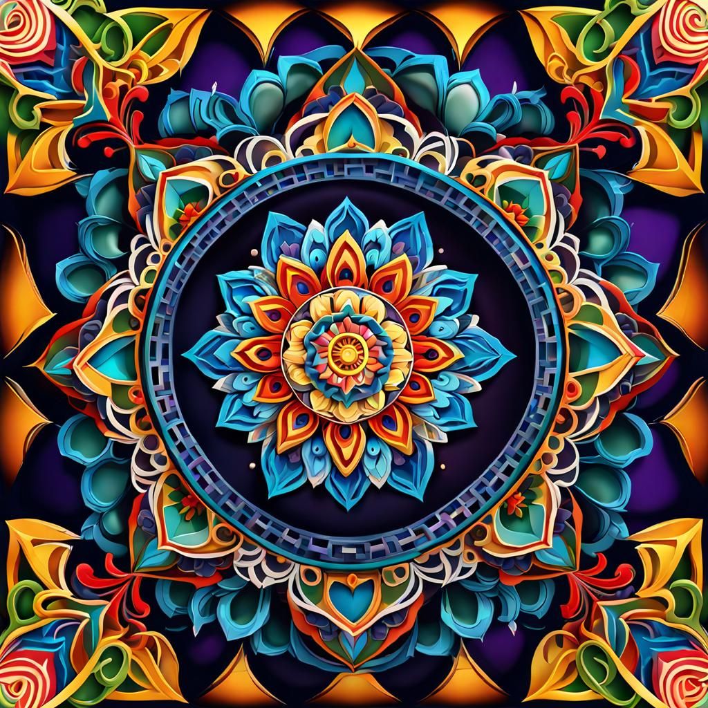 Intricate 3D Mandala with Symmetrical Patterns