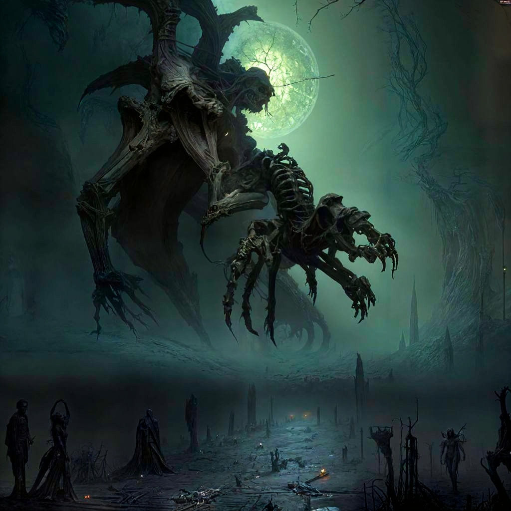 Horrific Bone Landscape in Gustave Doré Style