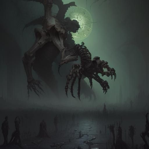 Horrific Bone Landscape in Doré Style