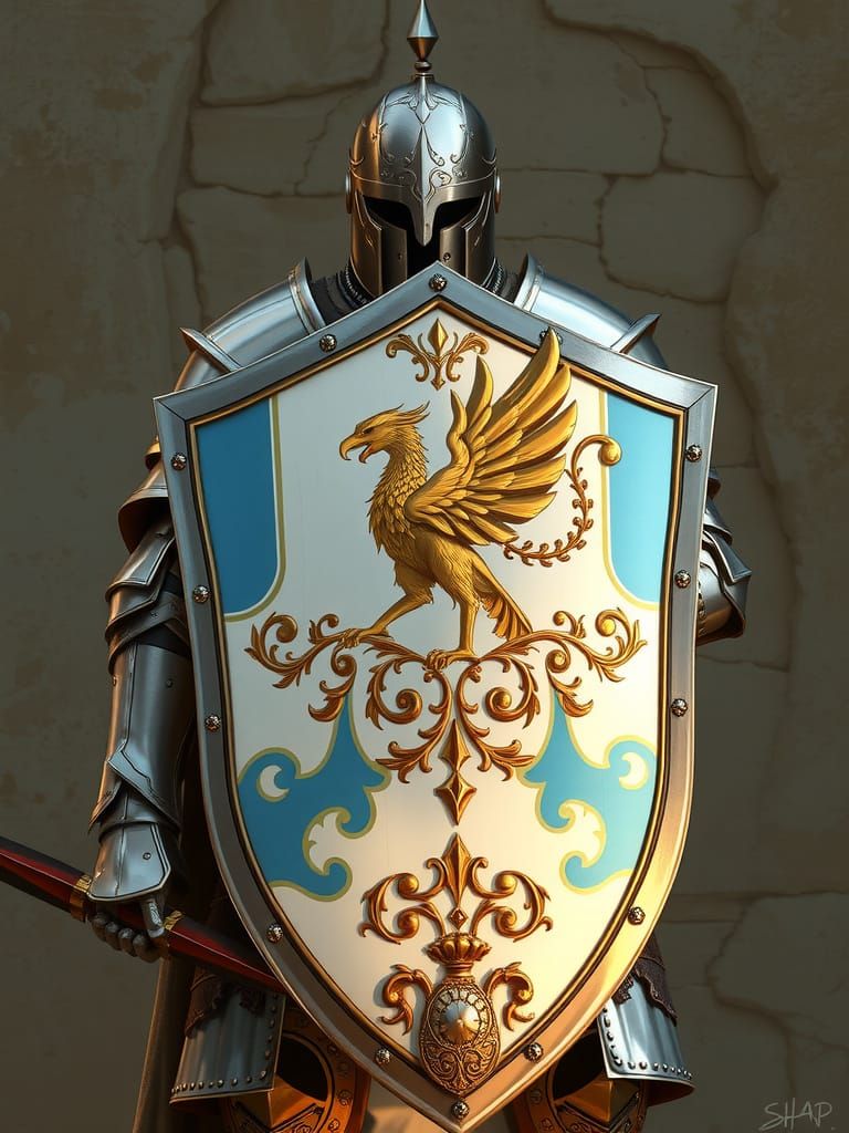 Majestic Warrior Guardian with Ornate Shield