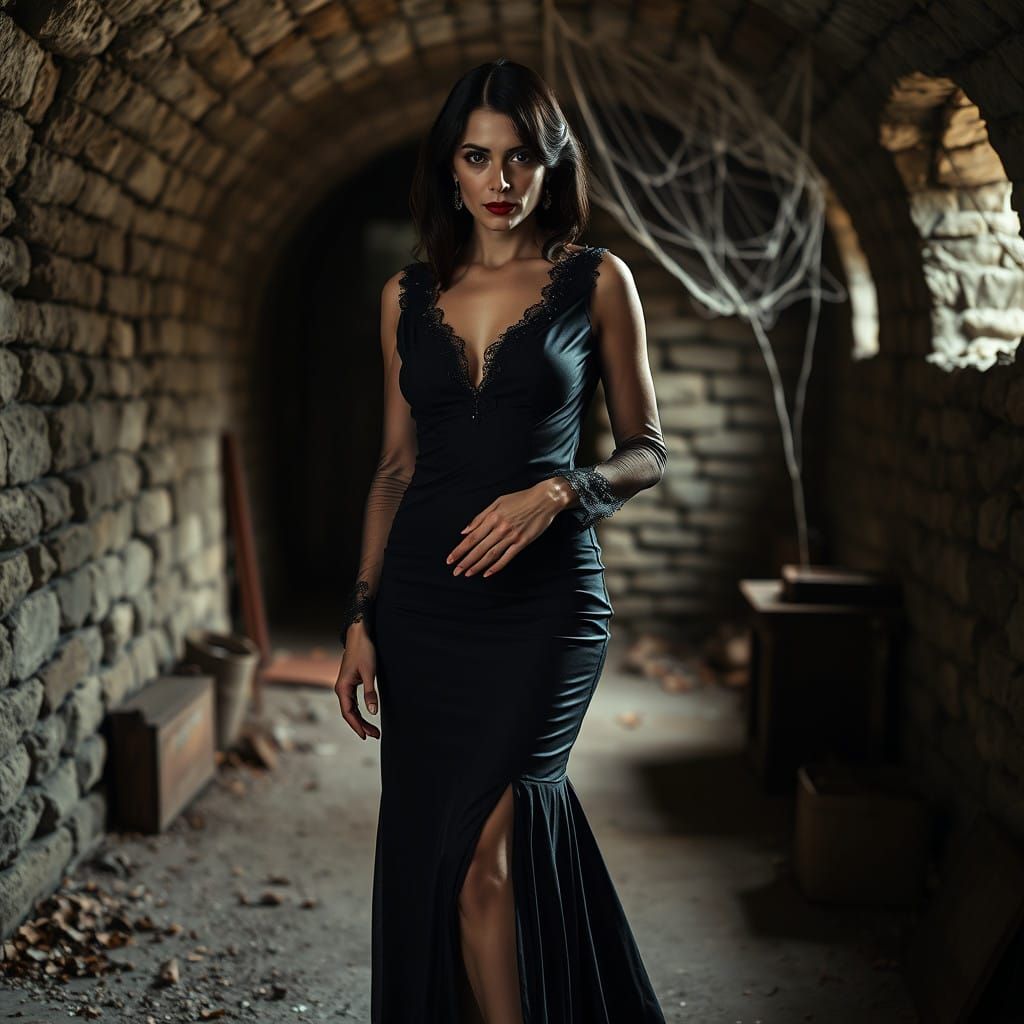 Vampire Goddess in Elegant Black Attire