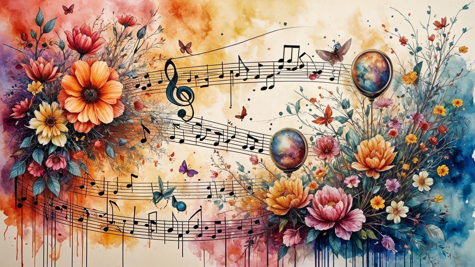 Creative Music Symphony with Instruments and Notes