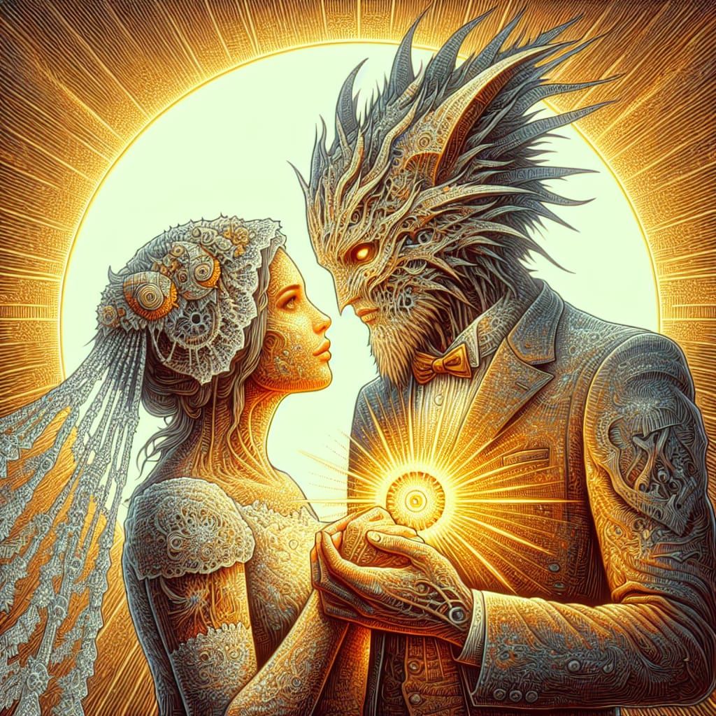Fantasy Couple Portrait in Hyperdetailed Style