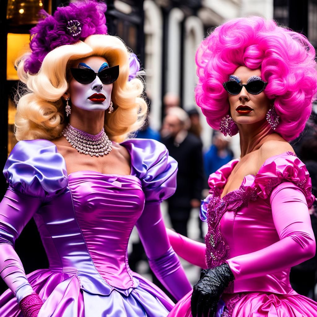 Extravagant Drag Queen in a Satin Wonderland