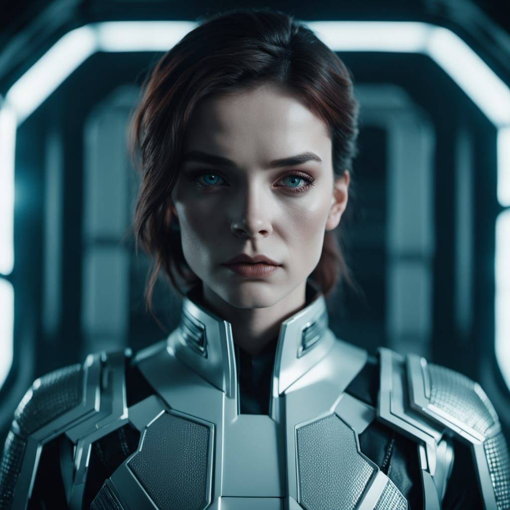 Futuristic Fashion Portrait of a Woman in Dramatic Light