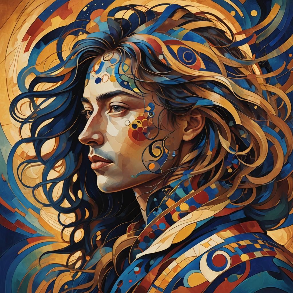 Kandinsky-Inspired Fantasy Portrait in Digital Art