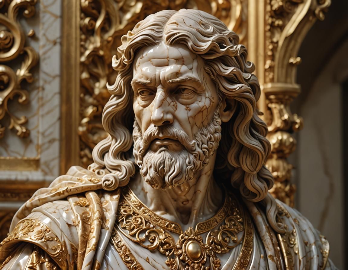 Majestic Marble Figure in Baroque Style, Digital Sculpture