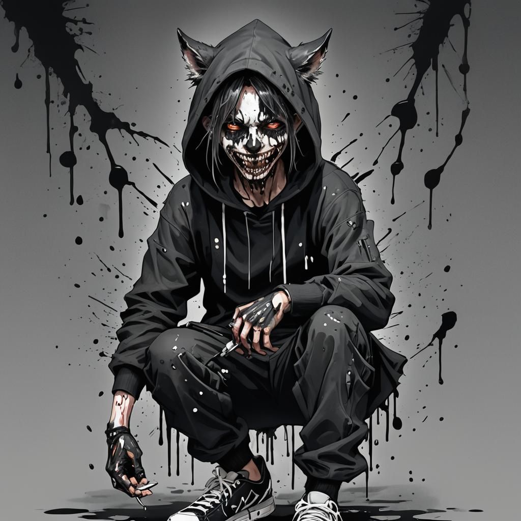 Eerie Ink-Soaked Figure in Dark Fantasy Style